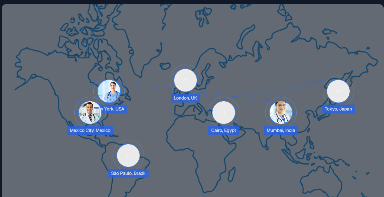 World map with doctors